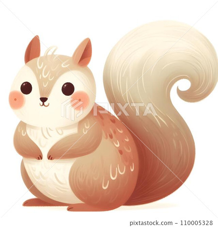 watercolor Cute cartoon squirrel isolated on a white background. generative AI  110005328