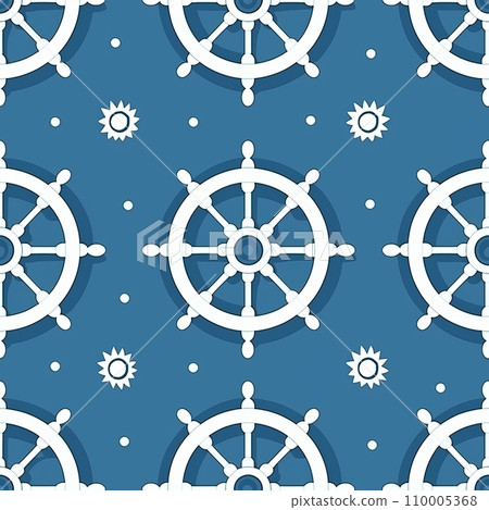Seamless marine pattern with a ship's wheel 110005368