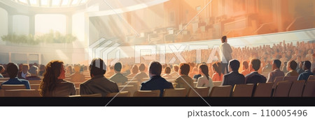 Woman speaker performing on stage 110005496