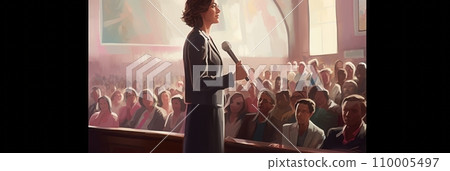 Woman speaker performing on stage 110005497