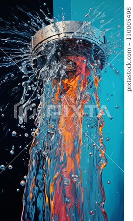 Water pouring from shower head 110005498