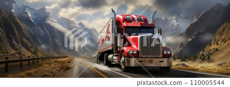 Truck rides in a mountainous 110005544