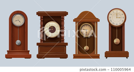 Antique clock. Vintage retro time symbols old realistic premium clocks decent vector template set Antique clock. Vintage retro time symbols old realistic premium clocks decent vector template set 110005964