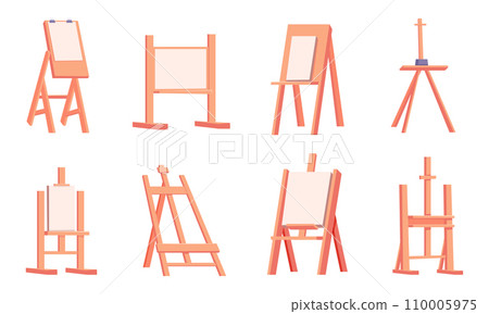 Easel. Frames for painters blank canvas for drawing studio exact vector wooden and metal easel Easel. Frames for painters blank canvas for drawing studio exact vector wooden and metal easel 110005975