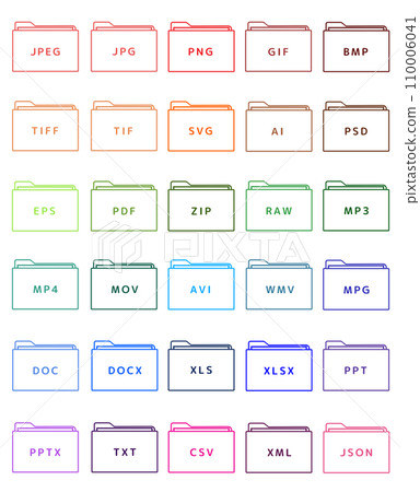 File extension icon set 30 types (line drawing) 110006041