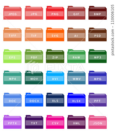 File extension icon set 30 types (colorful) File extension icon set 30 types (colorful) 110006105