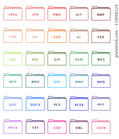 File extension icon set 30 types (white) File extension icon set 30 types (white) 110006128