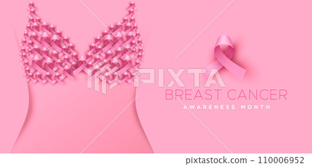 Breast Cancer awareness month banner pink ribbon bra underwear concept Breast Cancer awareness month banner pink ribbon bra underwear concept 110006952