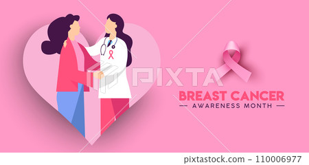 Breast Cancer Awareness concept of doctor help banner illustration Breast Cancer Awareness concept of doctor help banner illustration 110006977