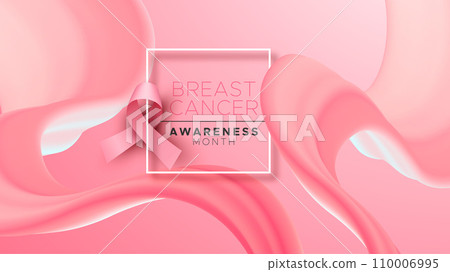 Breast Cancer awareness pink ribbon on abstract gradient card background 110006995