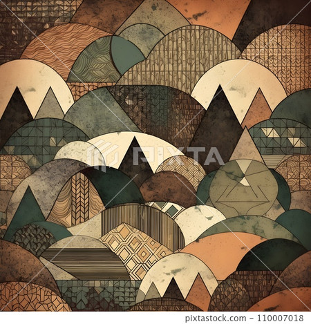 Abstract contemporary mosaic retro color trendy colorful texture geometric shape and pattern. Artistic digital art element design material. 110007018
