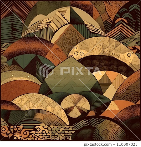 Abstract contemporary mosaic retro color trendy colorful texture geometric shape and pattern. Artistic digital art element design material. 110007023