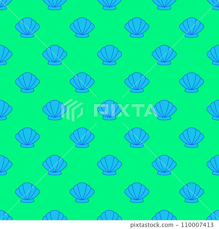 Green Shell Pattern Background Seashell seamless pattern on the green background-插圖素材 [110007413 ...