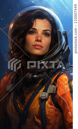 Female astronaut in a helmet 110007449