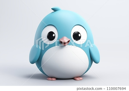 3D happy penguin on white background by Generative AI 110007694