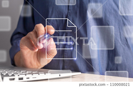 Submitting document online, applying, uploading doc via internet, network, using technology. Text AI Submitting document online, applying, uploading doc via internet, network, using technology. Text AI 110008021
