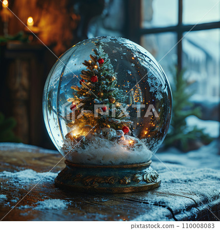 聖誕裝飾品雪球反射在水晶中 110008083