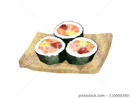 水彩風格的美味厚壽司卷，Ehomaki 110008360