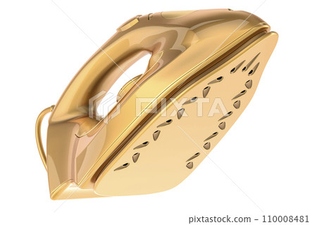 Golden electric steam iron, award concept. 3D rendering Golden electric steam iron, award concept. 3D rendering 110008481
