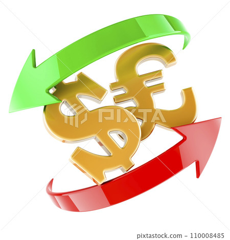 Dollar and Pound sterling, exchange concept, 3D rendering Dollar and Pound sterling, exchange concept, 3D rendering 110008485
