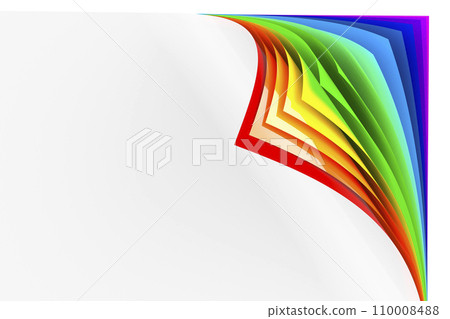 Papers with curled colored corners, 3D rendering Papers with curled colored corners, 3D rendering 110008488