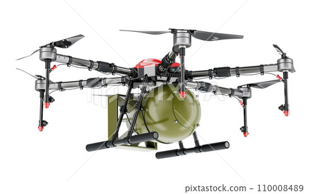 Military Drone with bomb, 3D rendering Military Drone with bomb, 3D rendering 110008489