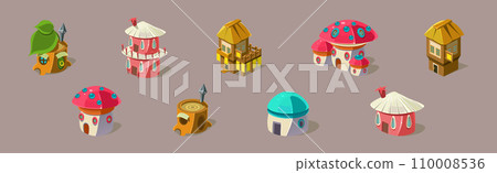 Fairytale House Isometric Fantasy Buildings for Game Vector Set 110008536