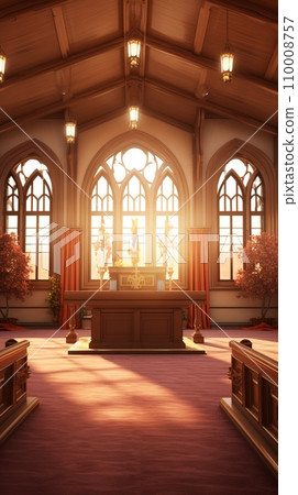 Funeral hall decorated with flowers 110008757