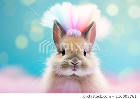 Cute fluffy funny Easter bunny 110008761