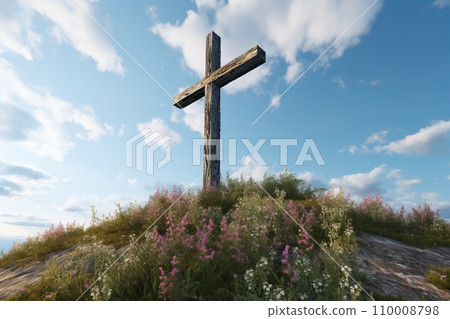 Christian cross on a hill Christian cross on a hill 110008798