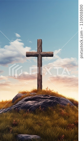 Christian cross on a hill 110008800