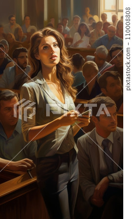 Woman speaker performing on stage 110008808