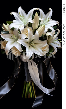 Funeral bouquet of white lilies 110008811