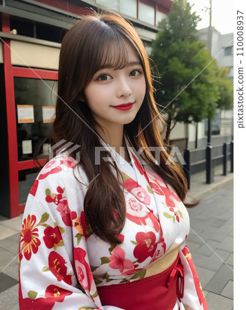 穿著浴衣微笑的港區女孩的“人工智慧生成圖像” 110008937