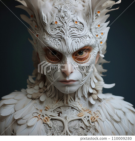 Human-owl hybrid, unusual fantastic creature, portrait, close-up 110009280