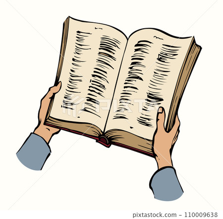 Hands are holding a book. Vector drawing Hands are holding a book. Vector drawing 110009638