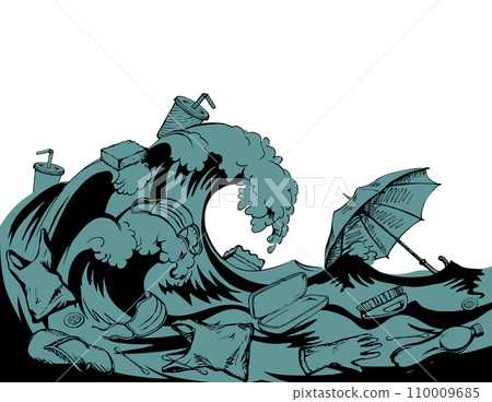 Ocean pollution from plastic waste. Vector drawing Ocean pollution from plastic waste. Vector drawing 110009685