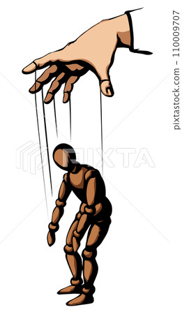 Man is a puppet. Vector drawing 110009707