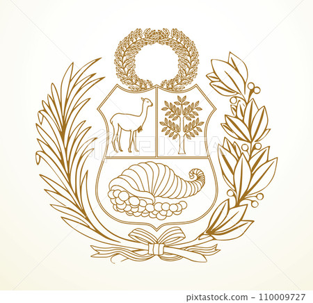 Coat of arms from the flag of Peru. Vector drawing icon Coat of arms from the flag of Peru. Vector drawing icon 110009727