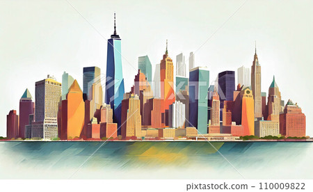 New York City skyline illustration. ai generated 110009822