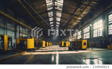 Factory hall with industrial machinery. Production industry   . ai generated 110009823