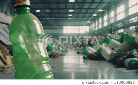 Plastic bottle in recycling production hall .ai generated Plastic bottle in recycling production hall .ai generated 110009828