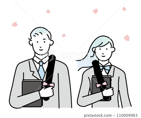 Student man and woman - upper body - graduation - person simple vector illustration material Student man and woman - upper body - graduation - person simple vector illustration material 110009963