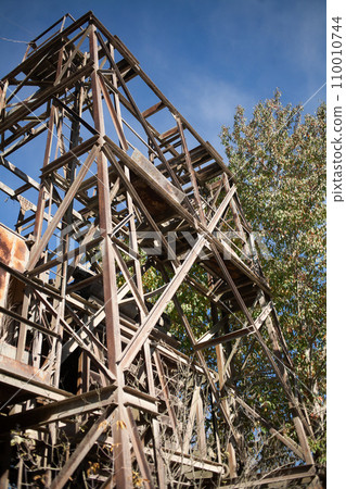 Abandoned industrial dilapidated buildings. Old mine. Abandoned industrial dilapidated buildings. Old mine. 110010744