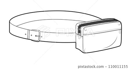 Statement Belt Bag silhouette. Fashion accessory technical illustration. Vector satchel front 3-4 view for Men Statement Belt Bag silhouette. Fashion accessory technical illustration. Vector satchel front 3-4 view for Men 110011155