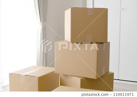 A large amount of cardboard boxes placed indoors 110011971