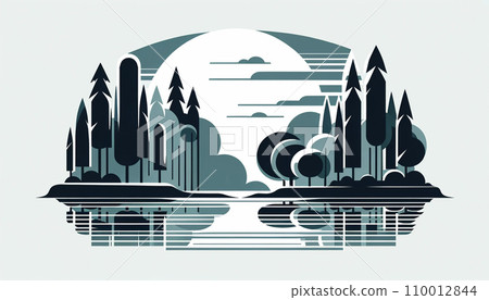 Forest silhouette simple illustration (AI generated image) 110012844