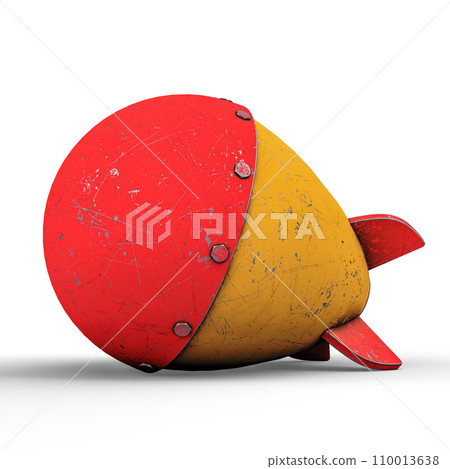 Atomic Nuclear Bomb on White Background. One of the Nuclear War Symbol. 3D Illustration. File with Clipping Path. 110013638