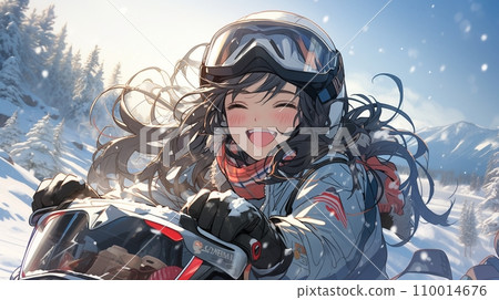 [AI生成影像] 騎雪地摩托車的女孩 3 110014676