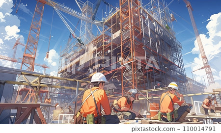 [AI 生成影像] 施工現場，許多工人 12 110014791